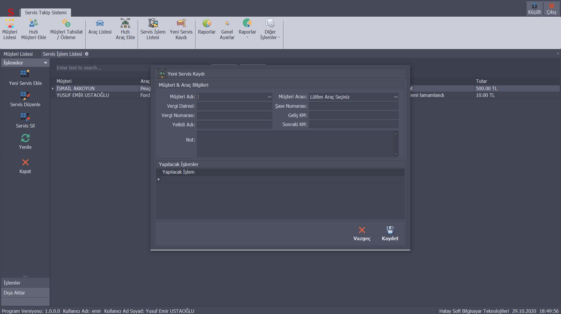 STS - Araç Servis Takip Sistemi